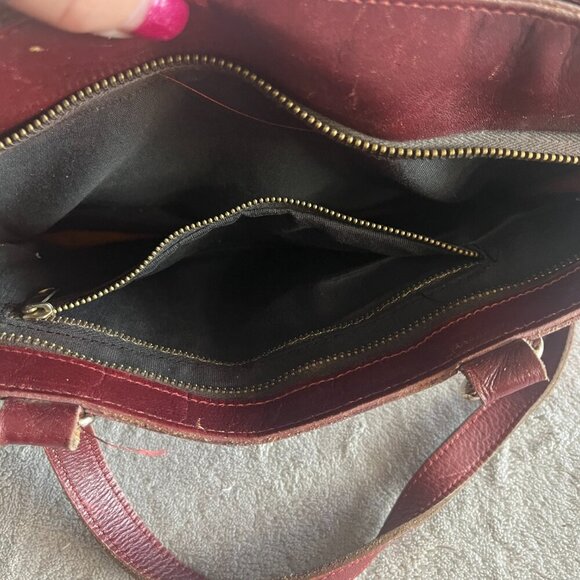 Merlot Leather Satchel Hand Bag - Picture 6 of 16